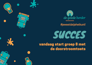 Blauw Eerste Schooldag Succes Kaart