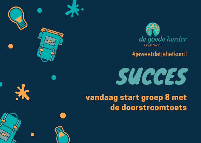 Blauw Eerste Schooldag Succes Kaart